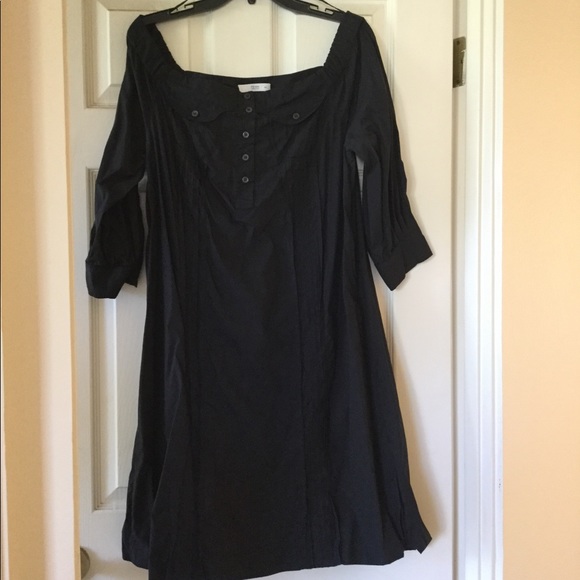 Prada off the shoulders pleat cotton black dress - Picture 2 of 8